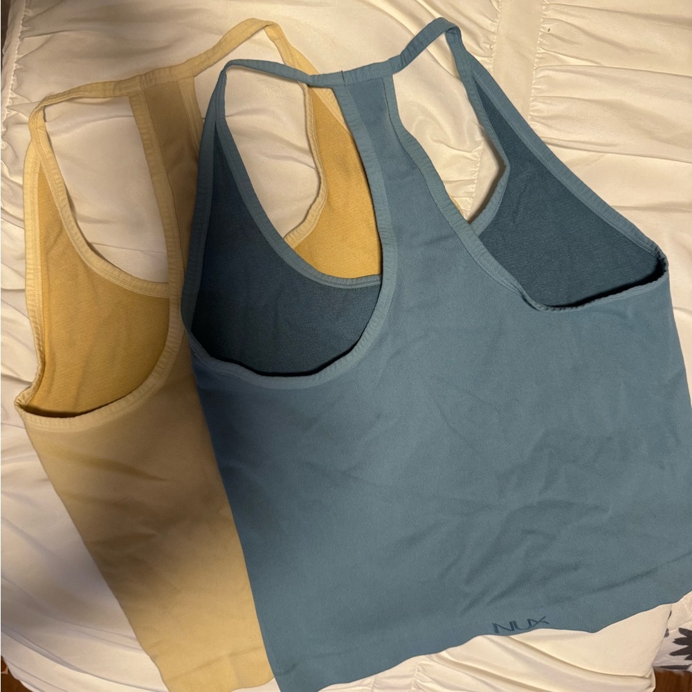 NUX Active Aston Tanks! NWOT Blue and Yellow Tank Tops